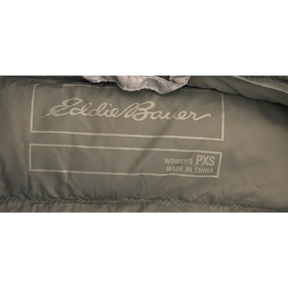 Eddie Bauer EB650 Down Puffer Jacket Womens PXS White Splatter Hooded Parka Coat - Picture 3 of 8
